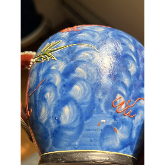 Vintage Hand Painted Kutani  Dragonware Moriage Japanese Teapot Blue Gold 7.5" - Picture 13 of 16